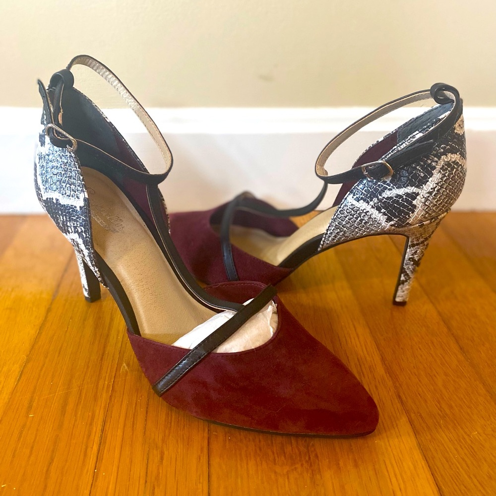 Seychelles Heels - Suade, Faux Snake Skin Details